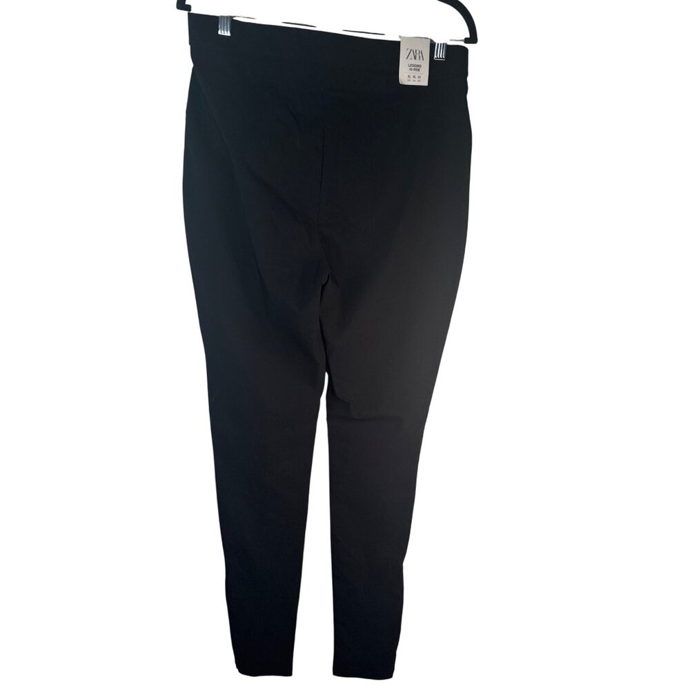 ZARA Black XL High-Rise Leggings With Ankle Zippers Comfy New - Picture 3 of 13